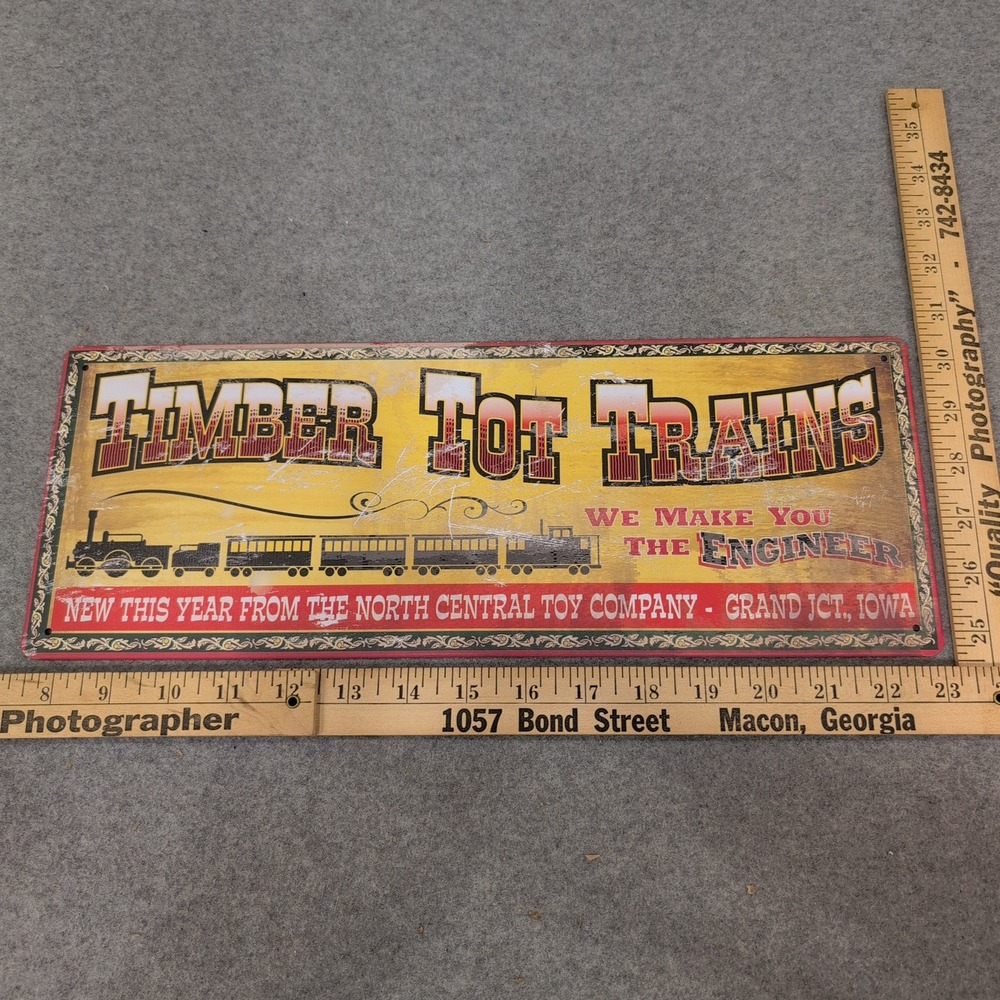 Timber Tot Trains Metal Sign North Central Toy Company Vintage Style Decor - Picture 2 of 3